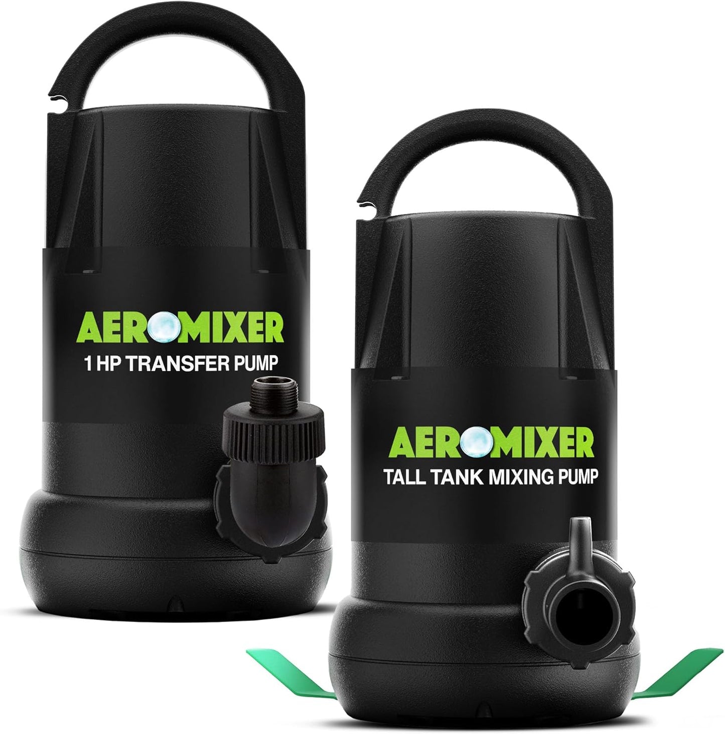 Aeromixer Tall Tank 3/4 HP Submersible Mixing + Aerating Pump with 1 HP Water Transfer Pump Bundle - Water Aerator & Garden Utility Pumps, Nutrient Mixing & Aeration Pumps for Farming & Gardening
