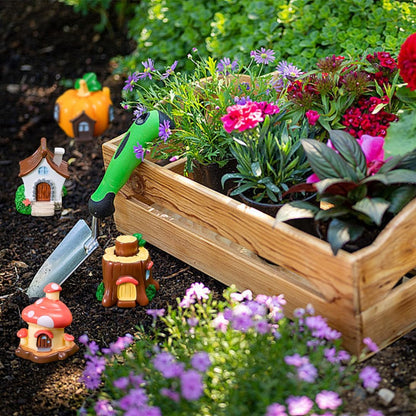 4 PCS Mini House Figurines, Miniature Village Hut Figurine, Fairy Garden Cottage Micro Landscape Ornaments Accessories for Bonsai, Succulent Planting, Flower Pots (4pcs)