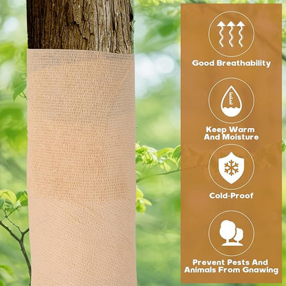 2 Rolls Burlap Tree Wrap - 6" X 157" Gardening Burlap Roll Winter Outdoor Trunks and Shrubs Protection Wraps Protection Tree Covers for Freeze, Frost & Wind Protection
