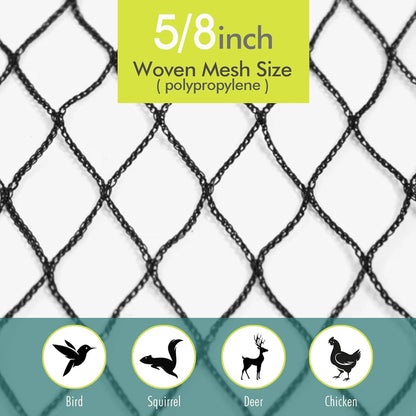 Bird Netting for Garden, Fetanten 7.5 x 65 FT Netting for Garden Protection Vegetables Fruit Trees Blueberry from Birds Deer Poultry, Heavy Duty Woven Mesh Net Animal Fencing with Ties and Staples