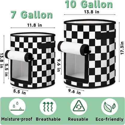 Vegetable Grow Bags Black and White 7 Gallon Thickened Nonwoven Plant Pot Flowers Potato Fruit Plant Grow Bag with Handle Garden Plant Bag Outdoor 2 Pack