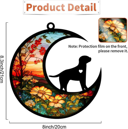 Dog Memorial Suncatcher, Pet Sympathy Gifts, Memorial Gifts for Loss of Dog, Adult Breed Puppy Pass Away Gift with Writing Name Date for Pet Lovers (Labrador Retriever, 8“)