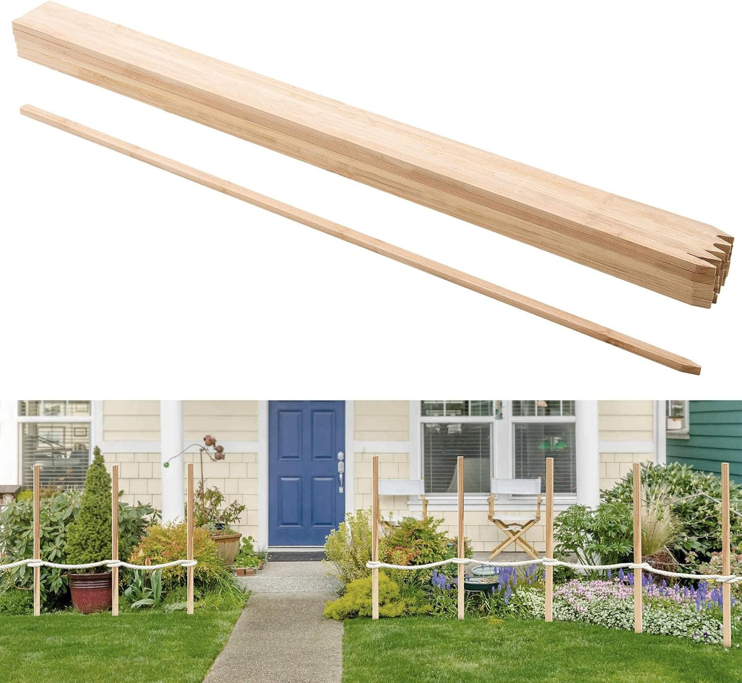 VEVOR Wooden Garden Stakes, 25 Pcs 48x0.5x0.69 in Survey Grading Stakes, Garden Ground Stake with Sharp Point, Fir Wood Plant Support Stake, Sign Posts for Silt Fence Backyard Boundaries Baselines
