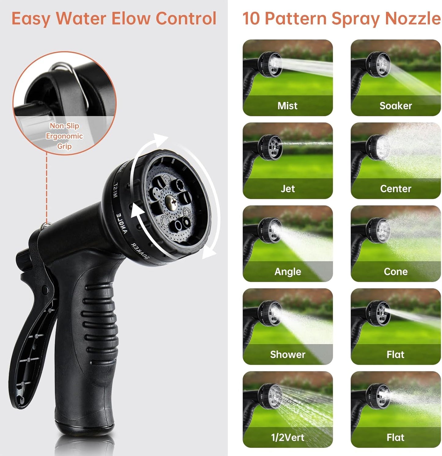 Stainless Steel Garden Hose 75 ft Heavy Duty Metal Water Hoses with 10 Function Water Hose Nozzles for Yard Outdoor