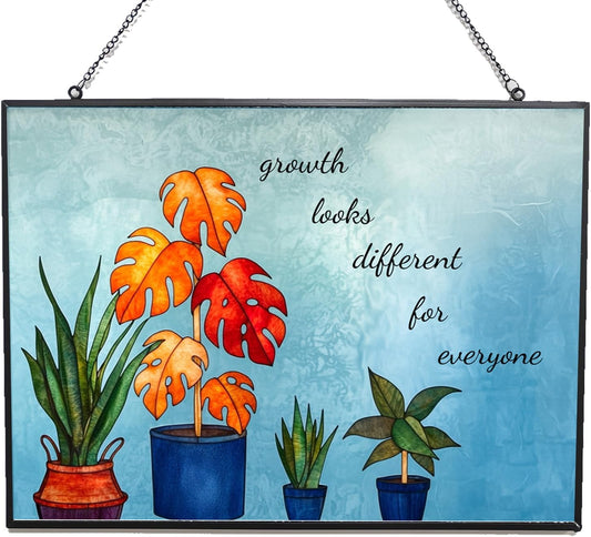 Customized Rectangle Mental Health Poster for Therapy, Motivational Stained Glass Window Hangings