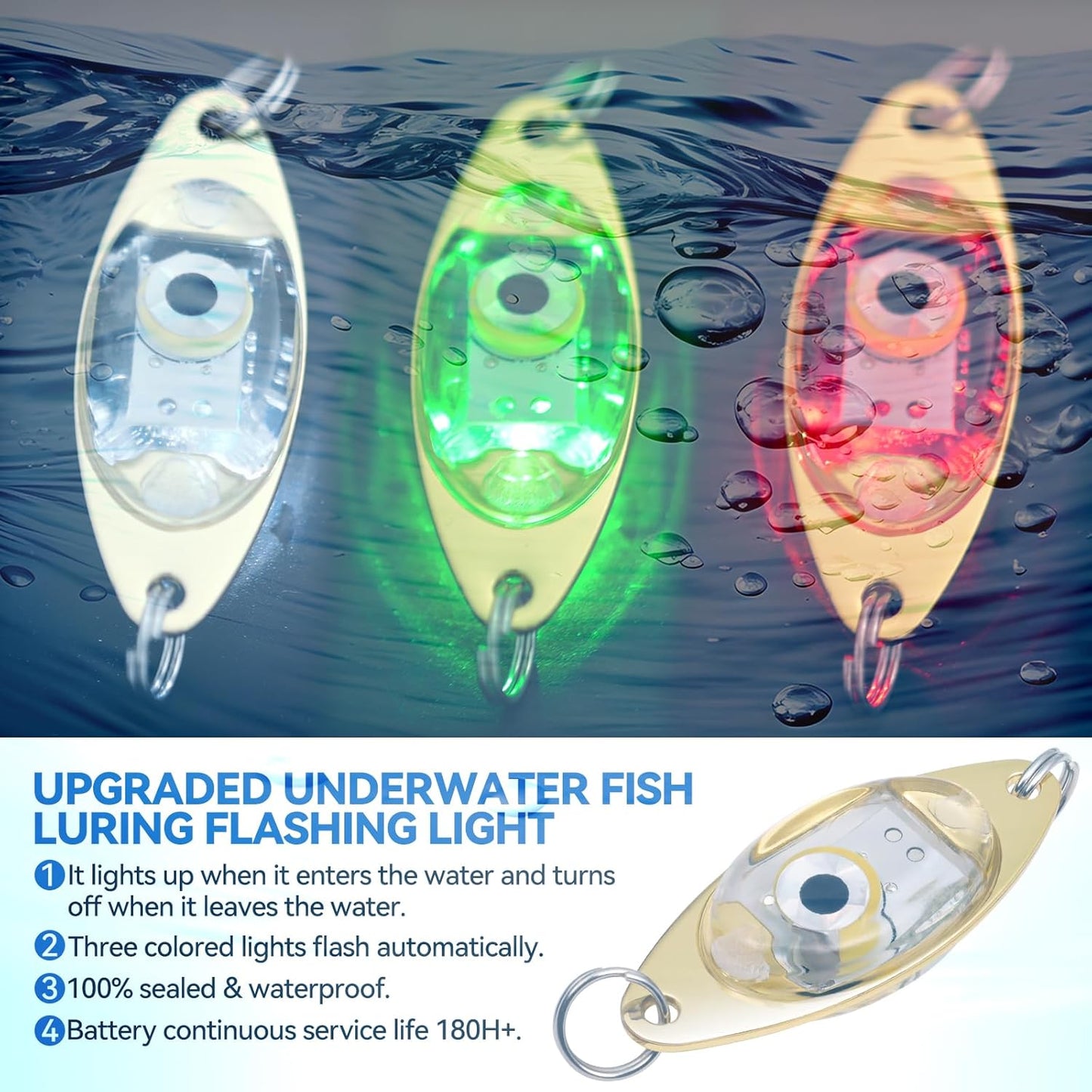 LED Underwater Fishing Lures，LED Lighted Bait Flasher，Deep Drop Fishing Lures，Fish Eye Attractive Light Bait Lure Lamp 5PCS
