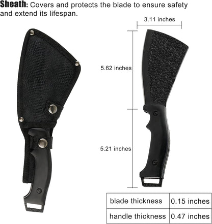 11 Inch Hatchet with Sheath, Small Compact Machete Axes, Fixed Blade Full Tang Camping Tactical Knife for Woodworking, Garden Machete Axe with Sheath for Bushcraft Yards Bushes Wood, A1BK