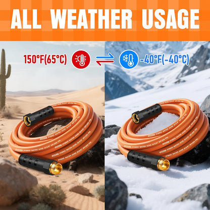 Garden Hose 75 ft x 5/8", NON-EXPANDING Flexible Water Hose, Kink Resistant Lightweight Hybrid Hose, Leakproof Yard Hose with Male to Female Fittings