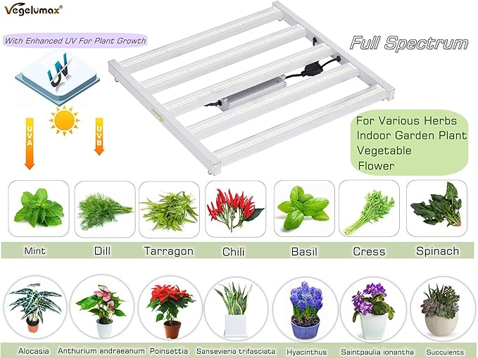 200Watt LED Grow Light 5 Bars with 780pcs Diodes,UV IR included,Full Spectrum Growing Lamp 100-277V Dimmable Driver,for Plant Seedling Growth Vertical Farming Veg Flower Bloom,4X4ft coverage