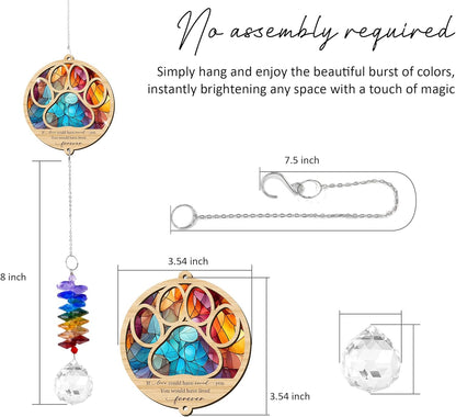 2 Layered Ornament Suncatcher Birthday Gifts for Dog Lover - Pet Memorial Suncatcher - Dogs Sympathy Hanging Ornament - Paw Ornament for Loss of Pet - Rainbow Maker