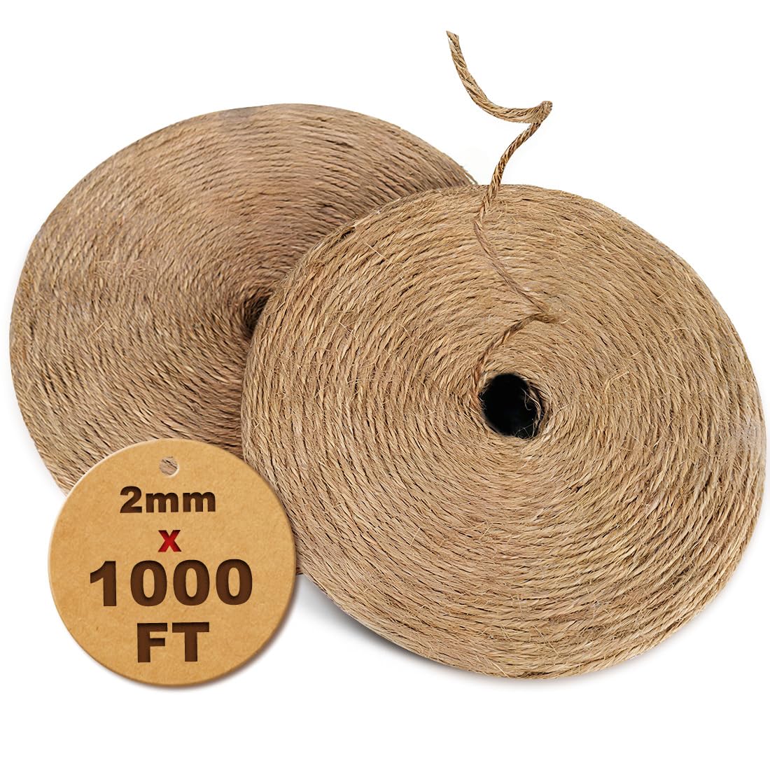 PerkDecor 1000FT Natural Jute Twine String Bulk Hemp Rope Cord for Crafts Gardening Gift Wrapping