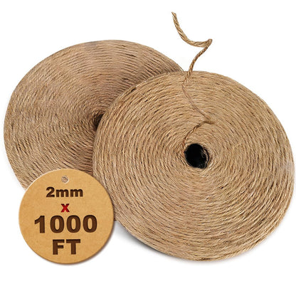 PerkDecor 1000FT Natural Jute Twine String Bulk Hemp Rope Cord for Crafts Gardening Gift Wrapping