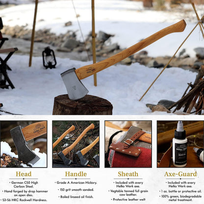 1844 Helko Werk Germany Classic Tasmania Competition Axe - Made in Germany Timber Sporting, Wood Chopping, Racing for Timber Sport - Head 4lbs, Handle 31in (Tasmania) #10498