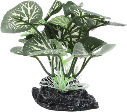 Aquarium Plastic Plants, Silk Aquarium Plants, Silk Plants for Betta Fish Tank, Plastic Plant Decoration for Aquarium, Green, Round Leaves, 3.94" Tall