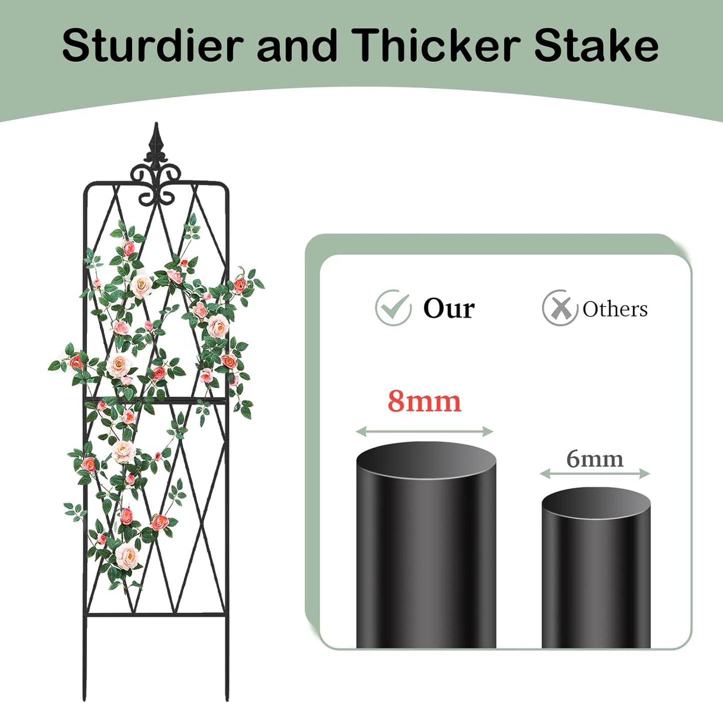 Garden Trellis for Climbing Plants Outdoor, Metal Garden Trellises, Decorative Garden Fencing Flower Trellis with Durable Powder Coating for Vines Plant Rose, Vegetable Support, Black (4, Pattern-A)