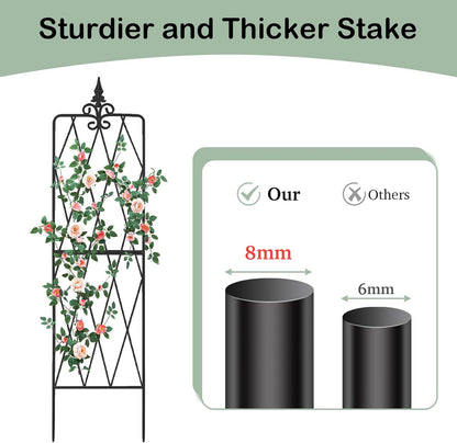 Garden Trellis for Climbing Plants Outdoor, Metal Garden Trellises, Decorative Garden Fencing Flower Trellis with Durable Powder Coating for Vines Plant Rose, Vegetable Support, Black (4, Pattern-A)