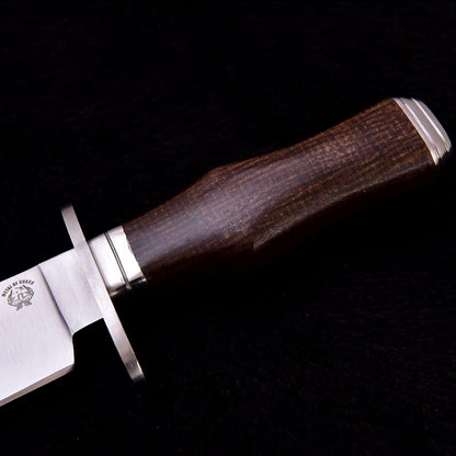 Survival Hunting Knife with Sheath, Handmade 15-inch Full Tang D2 Fixed Blade Tactical Bowie Knife for Camping, Outdoor, Bushcraft, Father's Day Gifts with Solid Engineered Wood Handle (Brown)