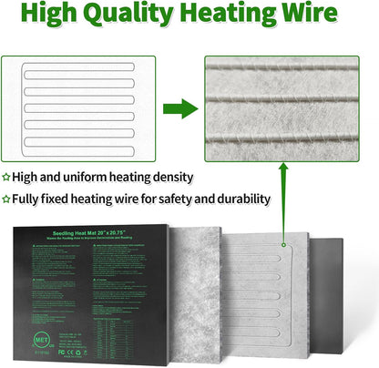 Seedling Heat Mat 20" x 20.75" Warm Hydroponic Plant for Indoor Gardening Germination Starting, Waterproof Durable