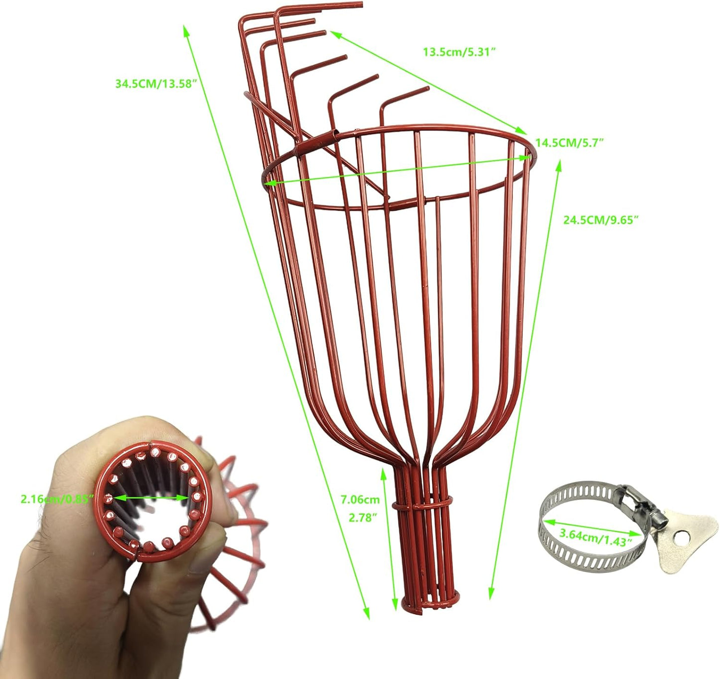 Stainless Steel Fruit Picker Basket Tool for Apple, Cherry, Berry, Orange, Blueberry, Mango, Avocado, Lemon, Peach Harvesting (Only Head)