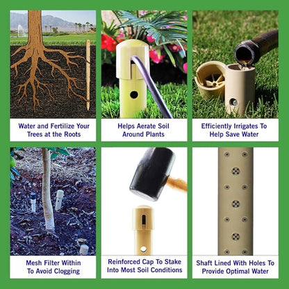 Underhill Deep Drip Irrigation Stakes 14-1/2-Inch, Case of 25 Watering Spikes for Trees and Bushes with Shallow Roots, Drip System Tubes, A-DD14-25