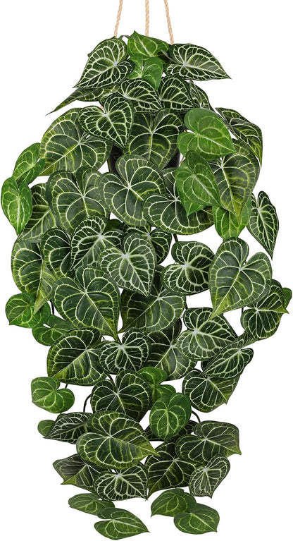 Large Fake Hanging Plants in Pot with Hook, 37" Artificial Hanging Pothos Long Vines Plants, Fake Potted Greenery Plant for Room Wall Living Room Bathroom Kitchen, Big Faux Ivy Houseplants for Shelf