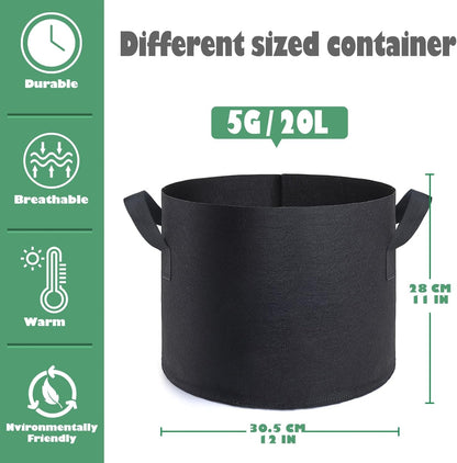 GROWTNT 5 Gallon Grow Bags 24 Pack,5 Gallon Fabric Pots,Garden Bags to Grow Vegetables,Planter Bag for Vegetables,Garden Pots with Two Handles.