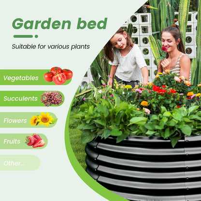 Land Guard 3×3×3ft Galvanized Raised Garden Bed Kit, Round Galvanized Planter Raised Garden Boxes Outdoor, Large Metal Raised Garden Beds for Vegetables, Grey