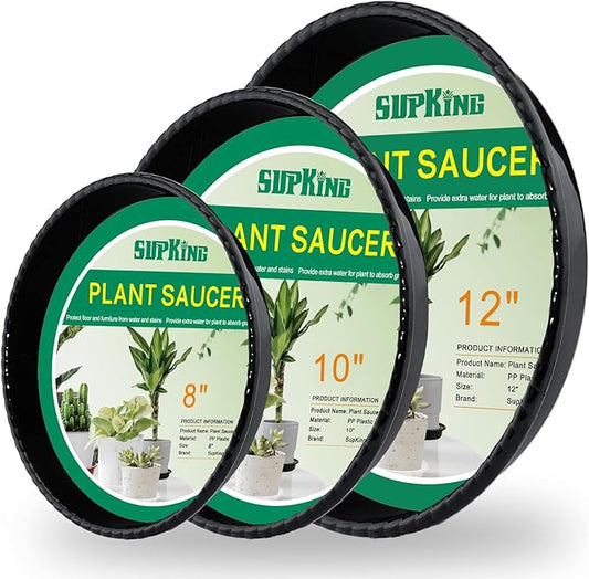 9 Packs Plant Saucers (8 inch /10 inch /12 inch) inch Plastic Plant Trays Thicker Sturdier Plant Pot Saucers Stronger Flower Pot Tray for Indoor Outdoor-Black