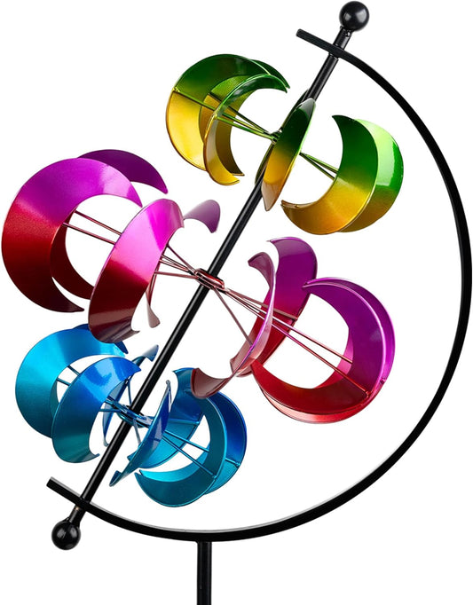 62.9" Large Wind Spinner Outdoor Decor, Garden Art with Metal Stake, Resistant for Yard, Patio and