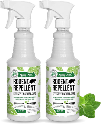 Mighty Mint Peppermint Oil Rodent Repellent Spray – Natural Indoor & Outdoor Control for Mice and Rats – Plant-Based, Extra-Strong Formula - 16 oz (Pack of 2)