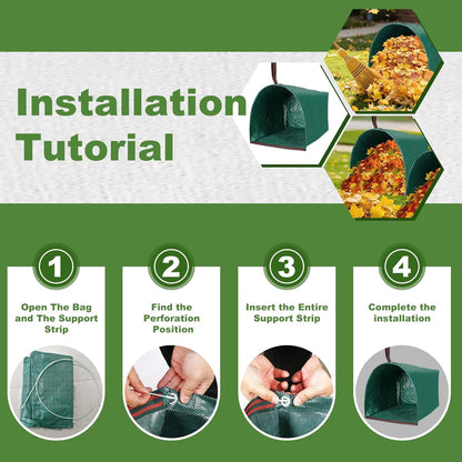 4Pack 40 Gallon Dustpan Type Lawn Bags Reusable Collapsible Heavy Duty Leaf Bags Yard Waste bags Collecting Leaves Lawn Grass Branches