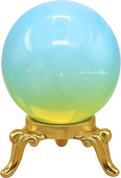 Amazing Gemstone Opalite Crystal Ball with Stand - 2" Inches Crystal Sphere Meditation Balls for Witchcraft and Decorative Balls