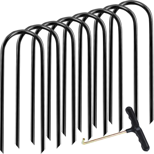 8Pcs Trampolines Wind Stakes, 12 Inch Landscape Staples, Heavy Duty Trampoline Anchors, U-Shaped