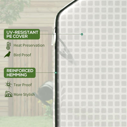 Outsunny 4.6' x 4.7' Portable Greenhouse, Water/UV Resistant Walk-in Small Outdoor Green House with 2 Tier U-Shaped Flower Rack Shelves, Roll Up Door & Windows, White