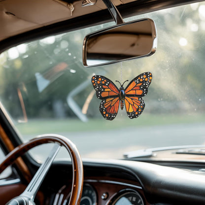 Monarch Butterfly Acrylic Suncatcher Stained Glass Effect Window Car Hanging Christmas Ornament Indoor Outdoor Decor Garden Sun Catcher Panel for Butterfly Lover for Women Mom Grandma