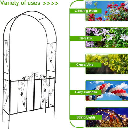 Kintness Garden Arch Arbor with Gate Trellis Arbour Archway for Climbing Plants Outdoor Garden Lawn Backyard …