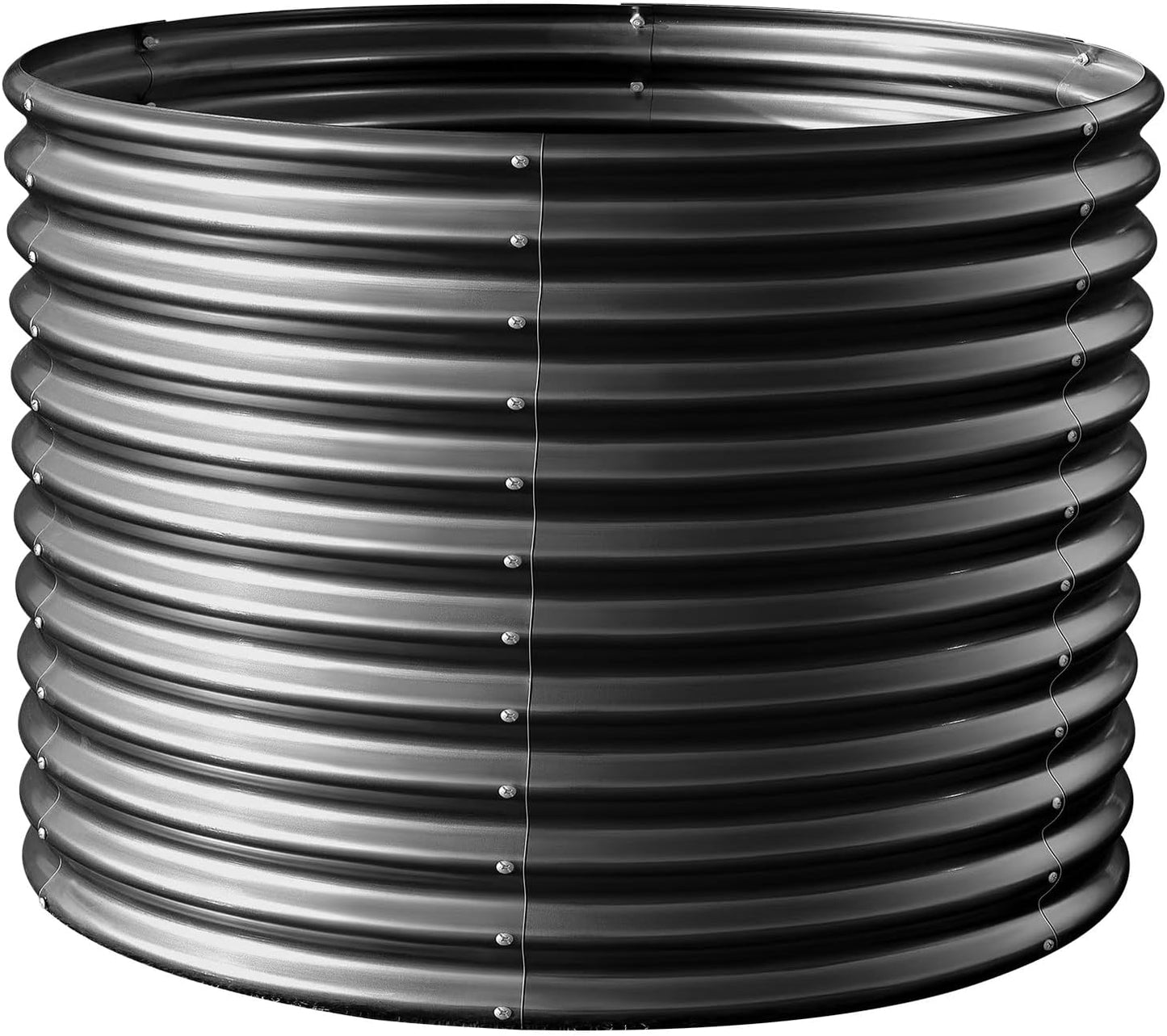 Land Guard 3×3×3ft Galvanized Raised Garden Bed Kit, Round Galvanized Planter Raised Garden Boxes Outdoor, Large Metal Raised Garden Beds for Vegetables, Grey