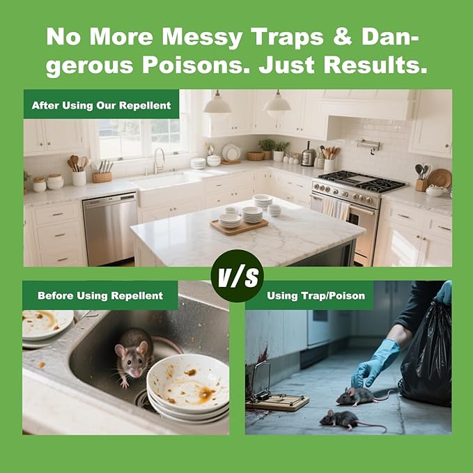 Rodents Repellent with Peppermint Oil for Squirrel - Mouse/Rat/Mole Repellent Balls for Indoor/Outdoor, Car Engines, Garage, Attic - Mice Deterrent Alternative to Moth Balls & Mouse Traps. (10 Pack)