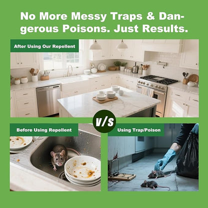 Rodent Repellent with Peppermint Oil -Mouse/Rat/Squirrel Repellent for Garage/Attic/Car Engine - Natural Indoor & Outdoor Mice/Mole Deterrent, Safe vs Moth Balls & Traps (60 Pack)