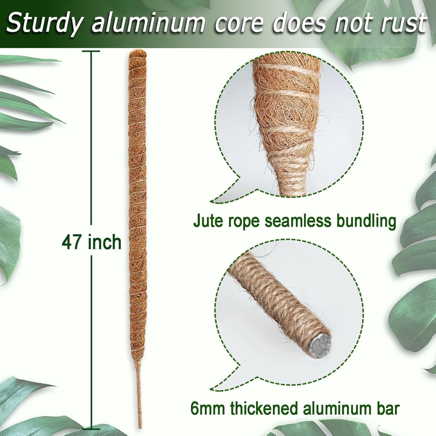 Soupiar Bendable Moss Pole, 47 Inch Moss Poles for Plants Monstera, Tall Moss Poles for Climbing Plants Indoor, Large Moss Pole Support, Garden Trellis Plant Stand Stakes for Potted Plants, Pothos