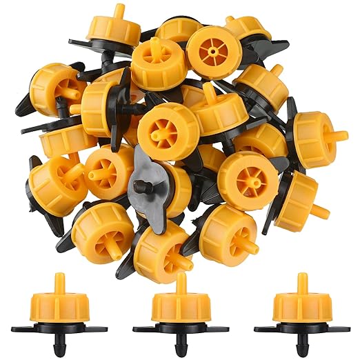 50 Pcs Drip Irrigation Emitters 1/4 Inch 2 GPH Water Tubing Irrigation Tubing Pressure Compensating Dripper Emitters System Drip Tip Constant Flow Heads Parts for Garden Watering Dripper