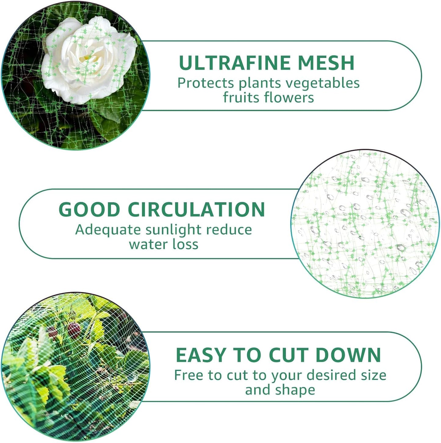2 PCS Garden Netting 7 x 100 FT Bird Netting for Garden Protection Heavy Duty Green Deer Netting Plant for Birds Deer Squirrels Other Animals