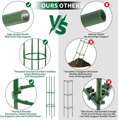 2 Pack Tomato Cages - 48 Inch Heavy Duty Trellis with Tomato Clips and Twist Ties