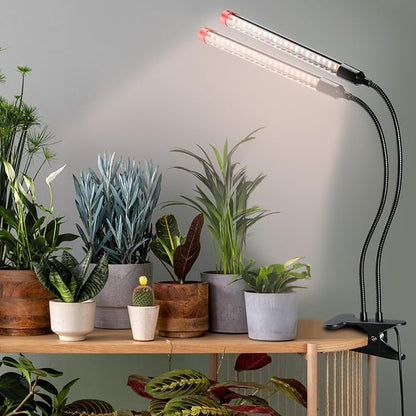 Gamechanger! 18W Power Home Plug, NOT 10W Adapter, FECiDA 2Head Clip Grow Lights for Seed Starting with Timer, Enough Bright Like Sun Full Spectrum Grow Lights for Indoor Plants, Bonsai, Seedlings