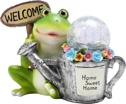 Bshine Frog Solar Lights Outdoor Garden - Waterproof Frog Statue Decoration for Patio, Path, Pathway Sculpture Yard Art, Lawn Ornaments, Gift for Mom, Home Decor Gift