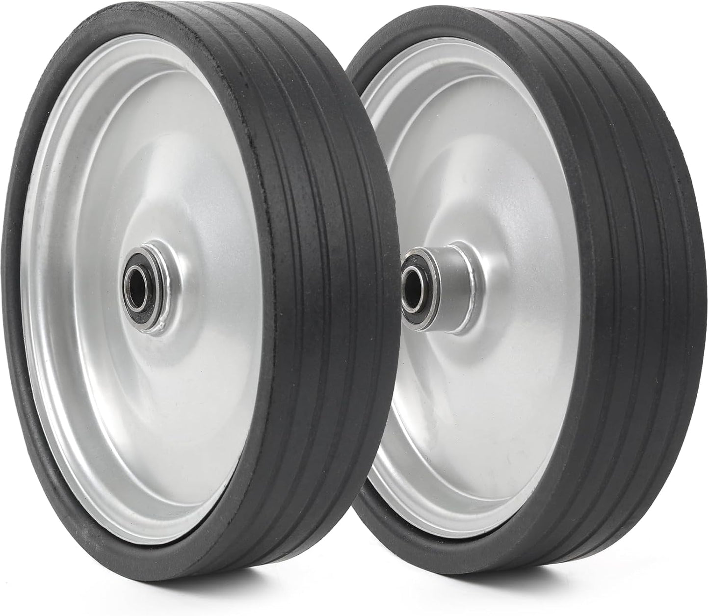 AR-PRO (2-Pack) 10"x2.2" Flat Free Solid Rubber Replacement Tires – 10 Inch Solid Wheels for Hand Trucks, Dollies, Utility Carts, and Wheelbarrows with 2.2" Offset and 5/8" Axle Hole