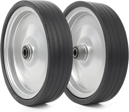 AR-PRO (2-Pack) 10"x2.2" Flat Free Solid Rubber Replacement Tires – 10 Inch Solid Wheels for Hand Trucks, Dollies, Utility Carts, and Wheelbarrows with 2.2" Offset and 5/8" Axle Hole
