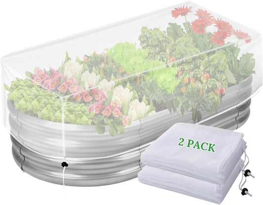 2 Pack Garden Netting for Raised Beds,Durable Ultra Fine Mesh Plant Covers with Drawstring to Keep Small Animals Pest Out,Raised Bed Bird Barrier Screen for Protecting Flowers Vegetables Fruits Crops