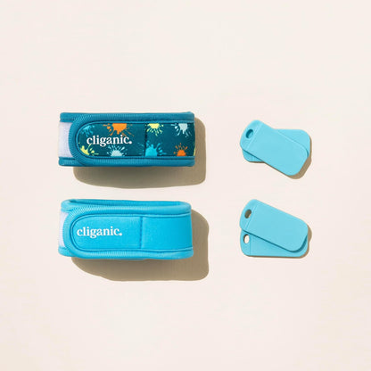 Cliganic Mosquito Repellent Pack (2 Wristbands + 4 Refill Pellets) - Adjustable, Natural DEET-Free, Essential Oil Infused