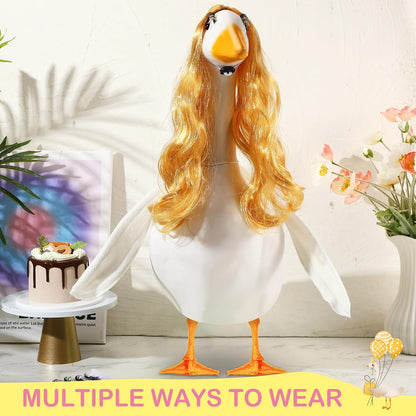 Aliceset 6 pcs Porch Goose Wings with Wigs Eyelash Cute Goosey Braid Wigs PoseAble Wings Reusable 3D Salon Eyelashes with Color for 23/17'' Outdoor Patio Yard Lawn Art Decoration (Elegant)